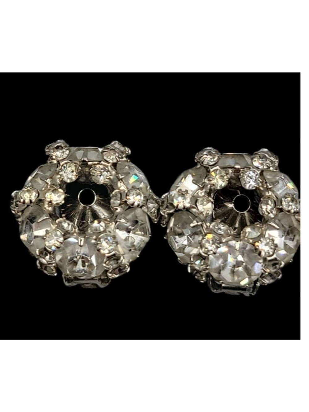 Signed Vintage Warner Clear Rhinestone Wreath Clip On Earrings 1950 Original Box - Picture 10 of 12
